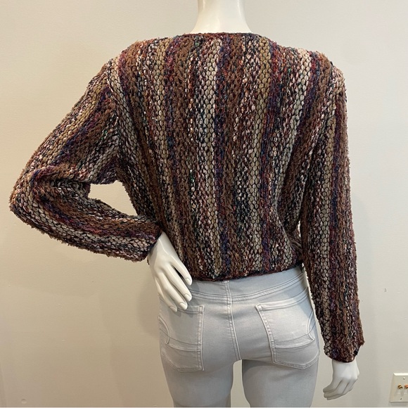 ESTELLE Vintage 80s Mixed Fiber Woven Cardigan Sweater Art to Wear - Picture 2 of 12